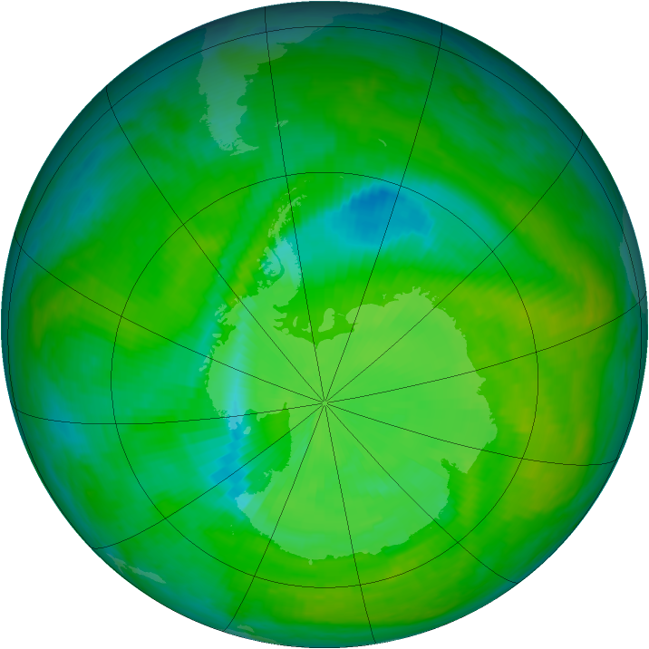 Antarctic ozone map for 03 December 2000